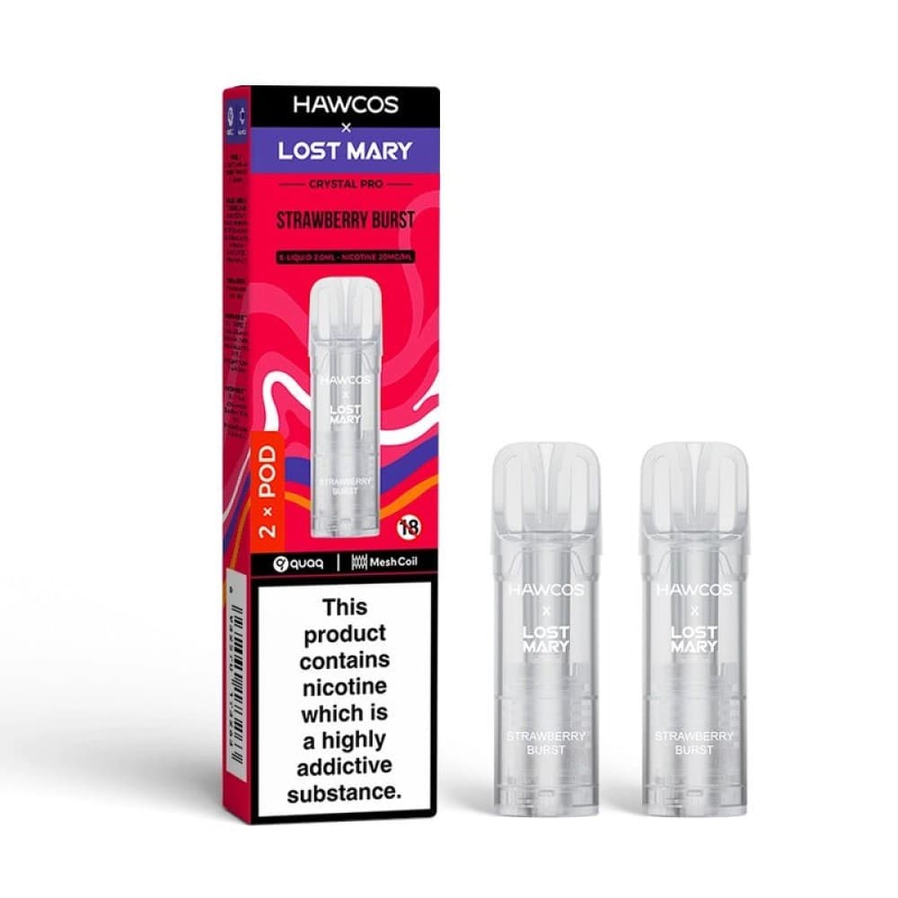 Strawberry Burst Hawcos x Lost Mary Crystal Pro Prefilled Pods - Pack of 2