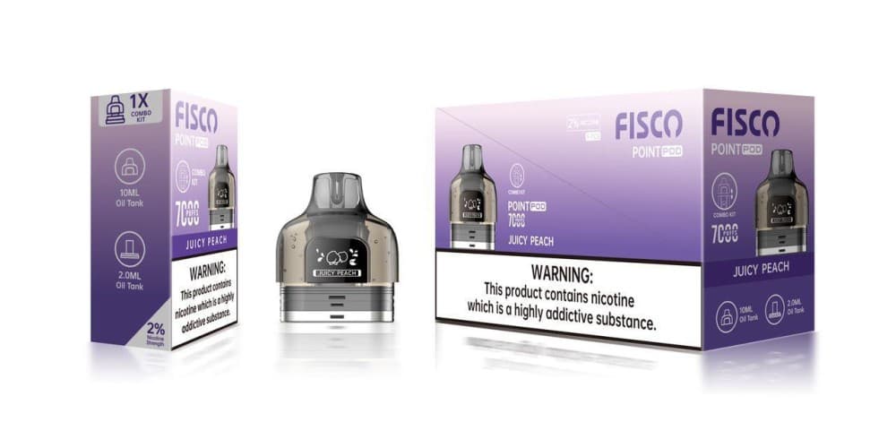 Juicy Peach Fisco Point Pro 7000 Replacement Pods Pack of 5