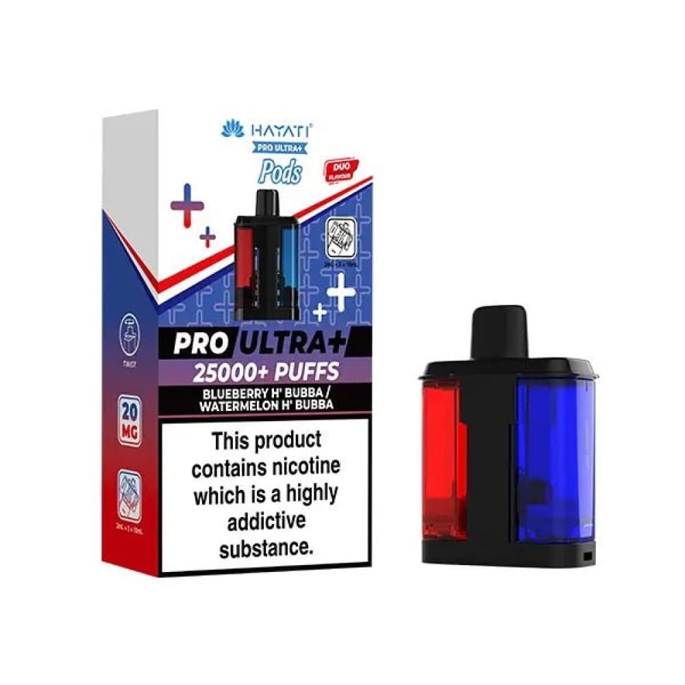 Blueberry Hubba Bubba / Watermelon Hubba Bubba Hayati Pro Ultra Plus 25000 Replacement Pods