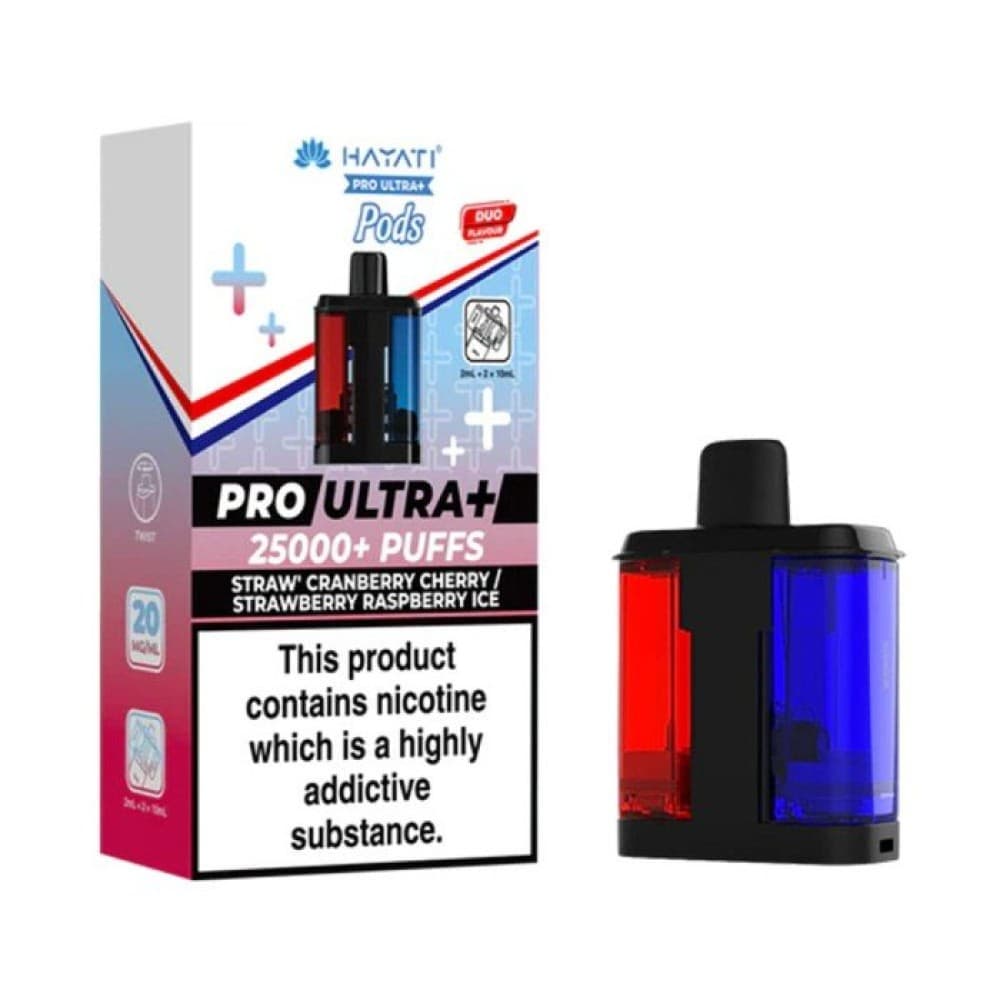 Straw’ Cranberry Cherry/ Strawberry Raspberry Ice *New* Hayati Pro Ultra Plus 25000 Replacement Pods