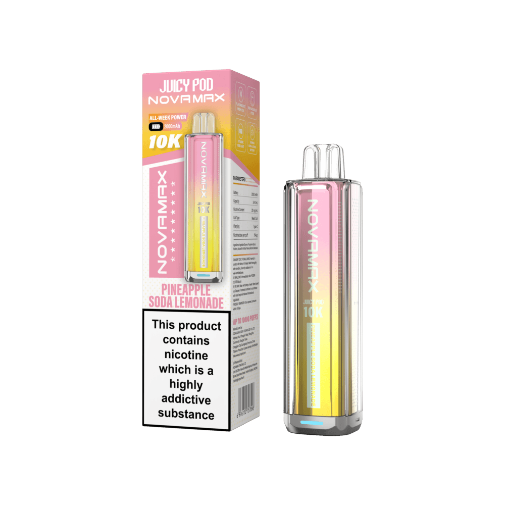 Pineapple Soda Lemonade Juicy Pod Novamax 10k Prefilled Pod Vape Kit