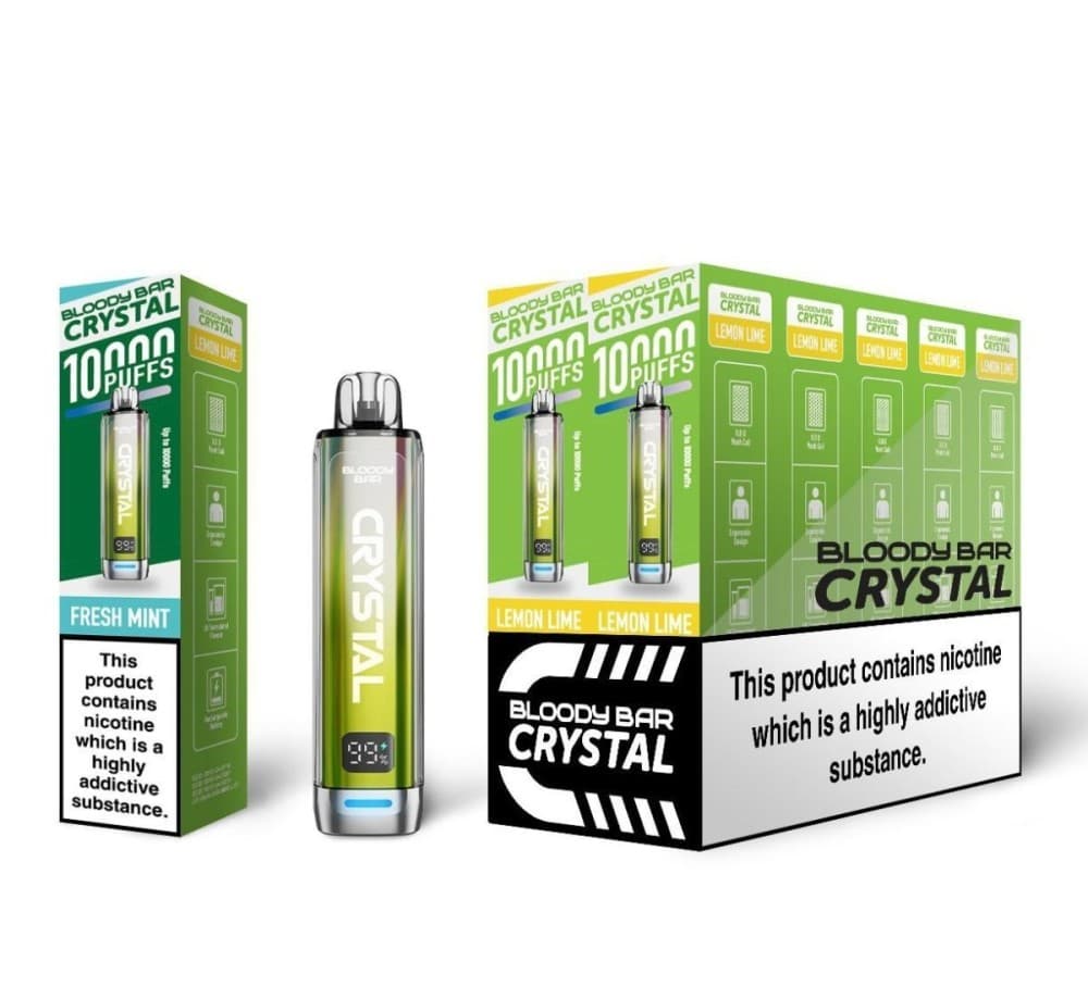 Lemon Lime Bloody Bar Crystal 10k Prefilled Pod Vape Kit - Pack of 10