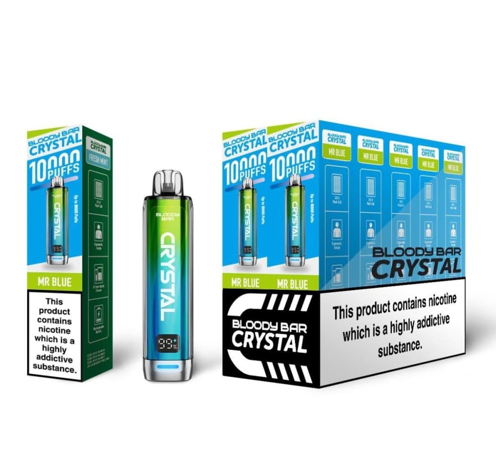 Mr Blue Bloody Bar Crystal 10k Prefilled Pod Vape Kit - Pack of 10