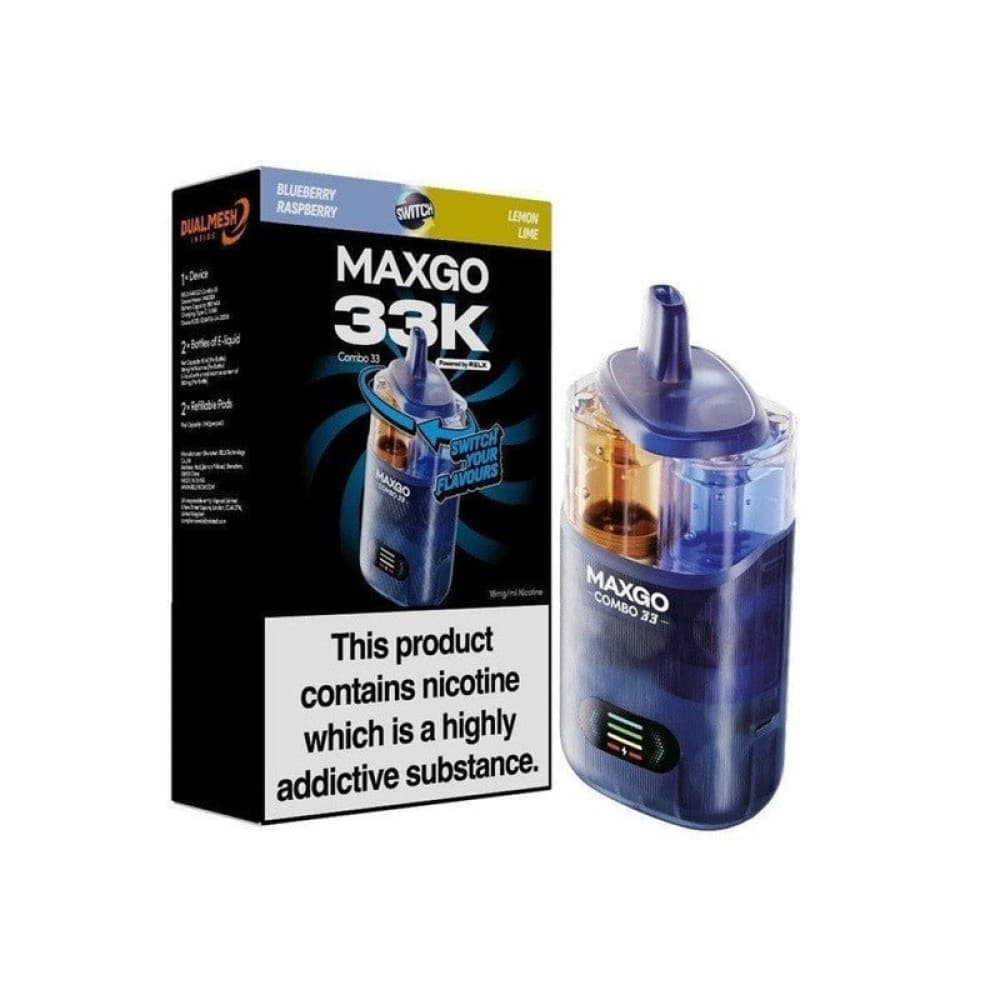 Blueberry Raspberry + Lemon Lime Relx Maxgo 33k Prefilled Pod Vape Kit - Pack of 3