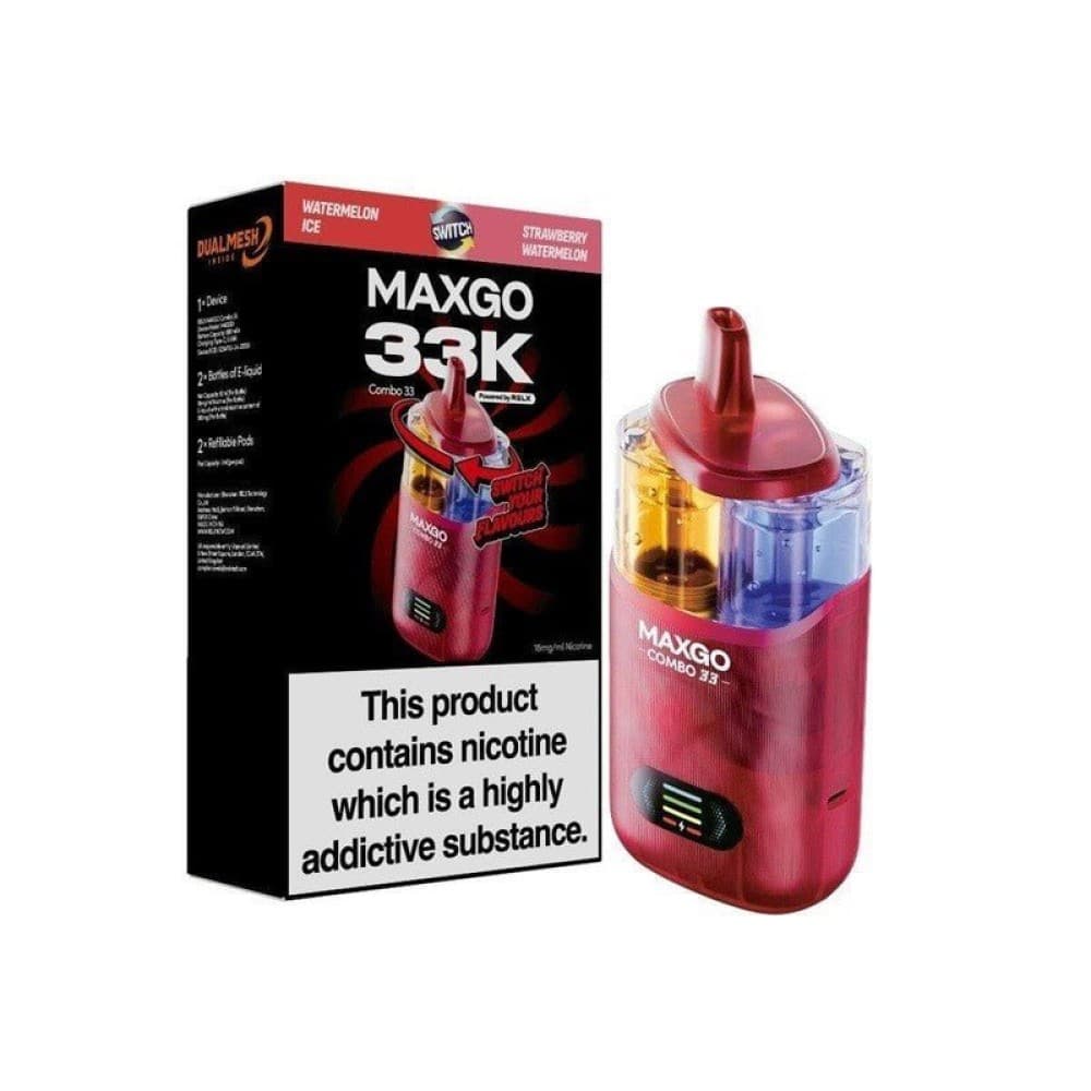 Watermelon Ice + Strawberry Watermelon Relx Maxgo 33k Prefilled Pod Vape Kit - Pack of 3