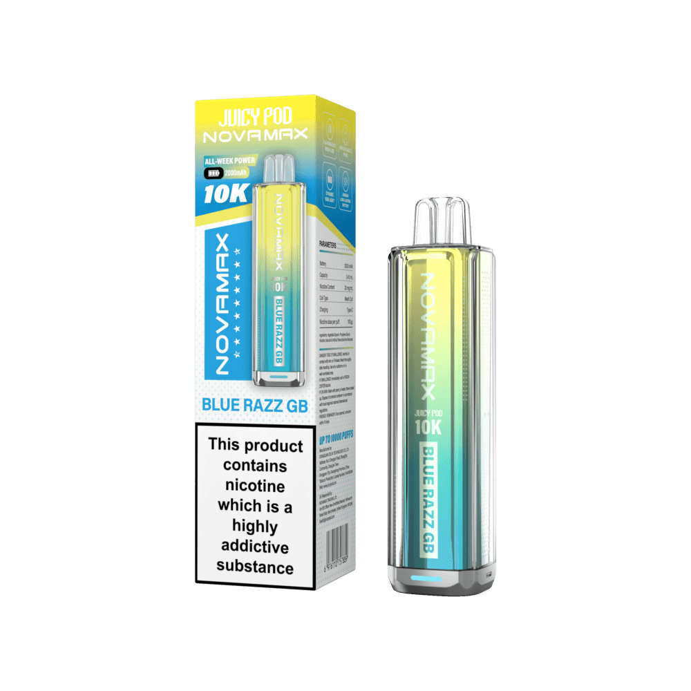 Blue Razz GB Juicy Pod Novamax 10k Prefilled Pod Vape Kit Pack of 5