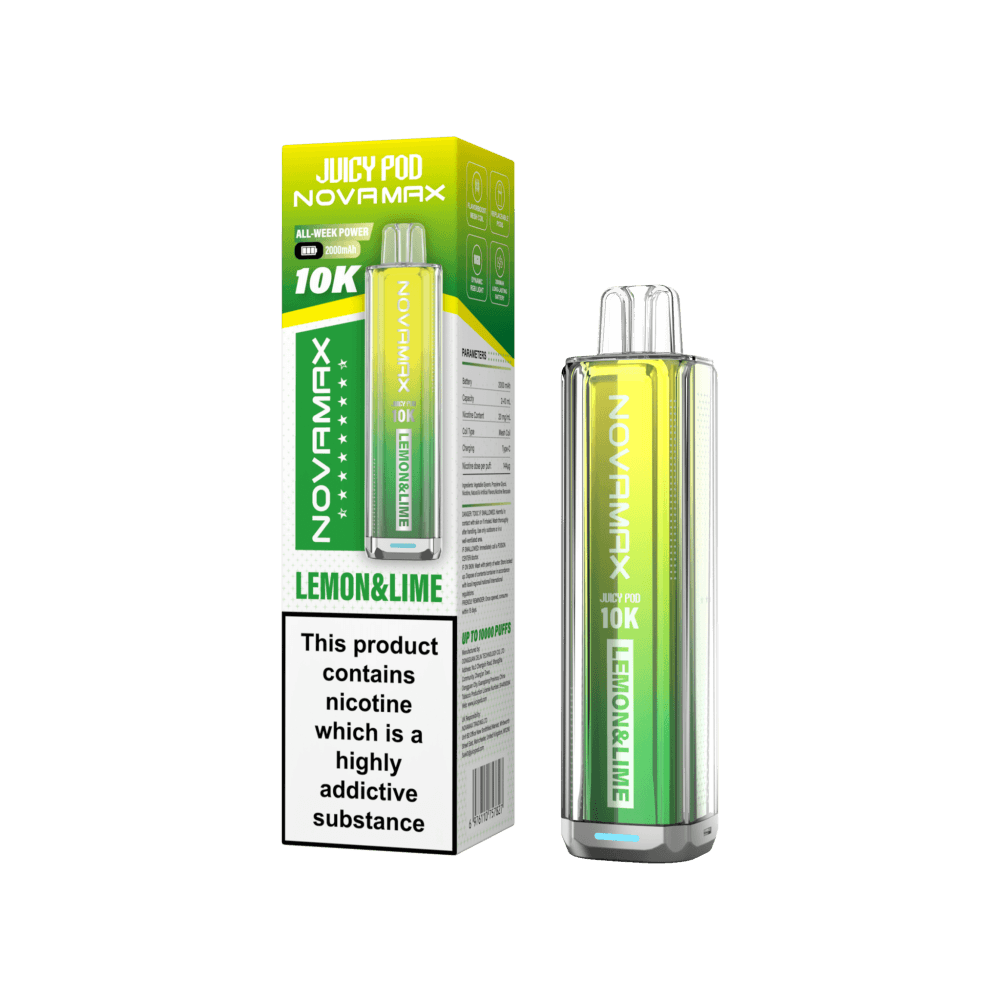 Lemon & Lime Juicy Pod Novamax 10k Prefilled Pod Vape Kit Pack of 5