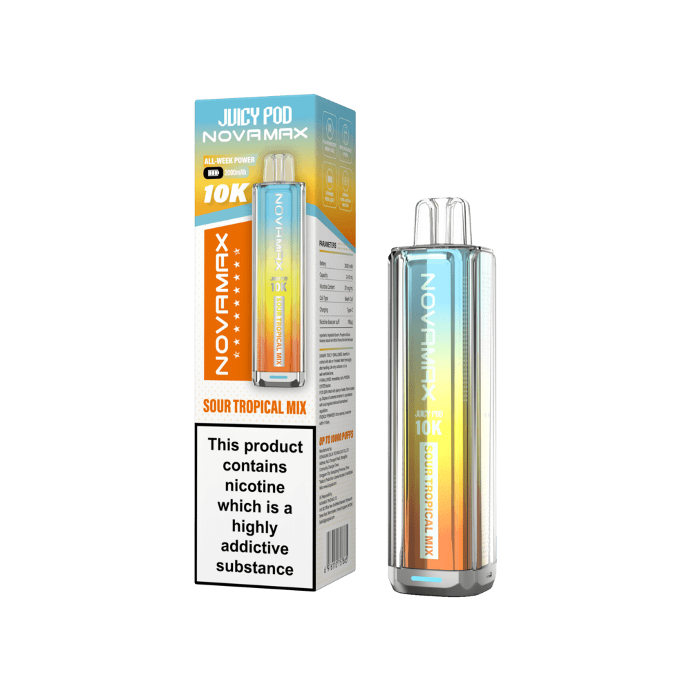 Sour Tropical Mix Juicy Pod Novamax 10k Prefilled Pod Vape Kit Pack of 5