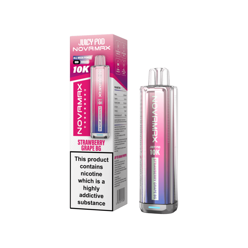 Strawberry Grape BG Juicy Pod Novamax 10k Prefilled Pod Vape Kit Pack of 5