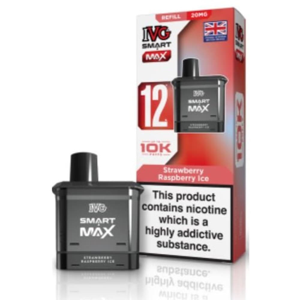 Strawberry Raspberry Ice *New* IVG Smart Max 10k Prefilled Refill Pods Pack of 5