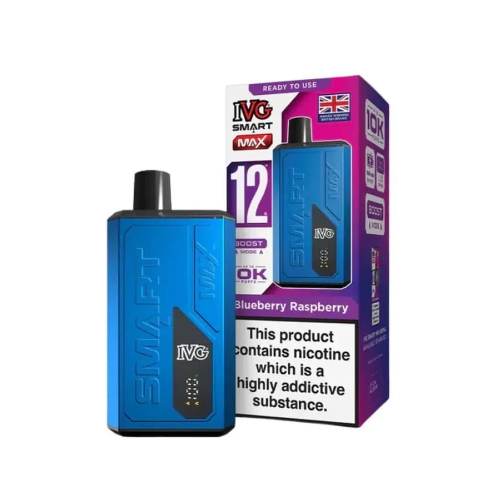 Blueberry Raspberry IVG Smart Max 10k Prefilled Pod Vape Kit Box of 5