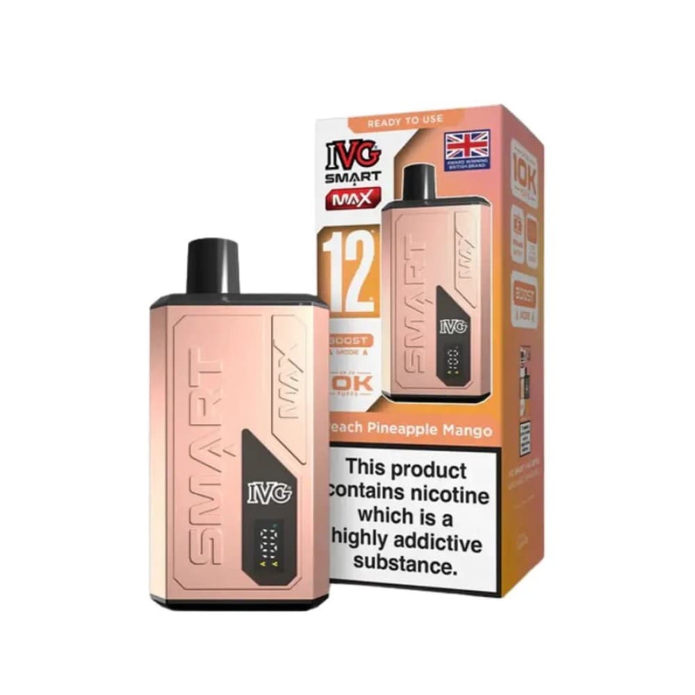 Peach Pineapple Mango IVG Smart Max 10k Prefilled Pod Vape Kit Box of 5