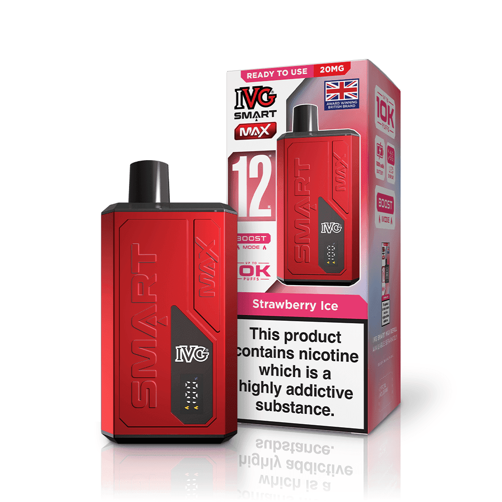 Strawberry Ice IVG Smart Max 10k Prefilled Pod Vape Kit Box of 5