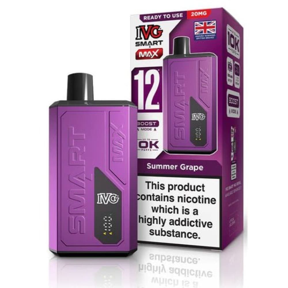 Summer Grape *New* IVG Smart Max 10k Prefilled Pod Vape Kit Box of 5