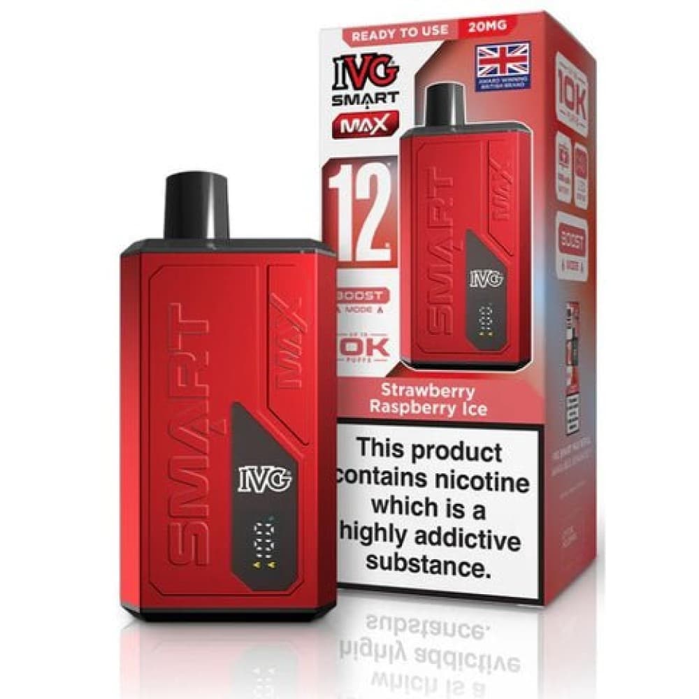 Strawberry Raspberry Ice *New* IVG Smart Max 10k Prefilled Pod Vape Kit Box of 5