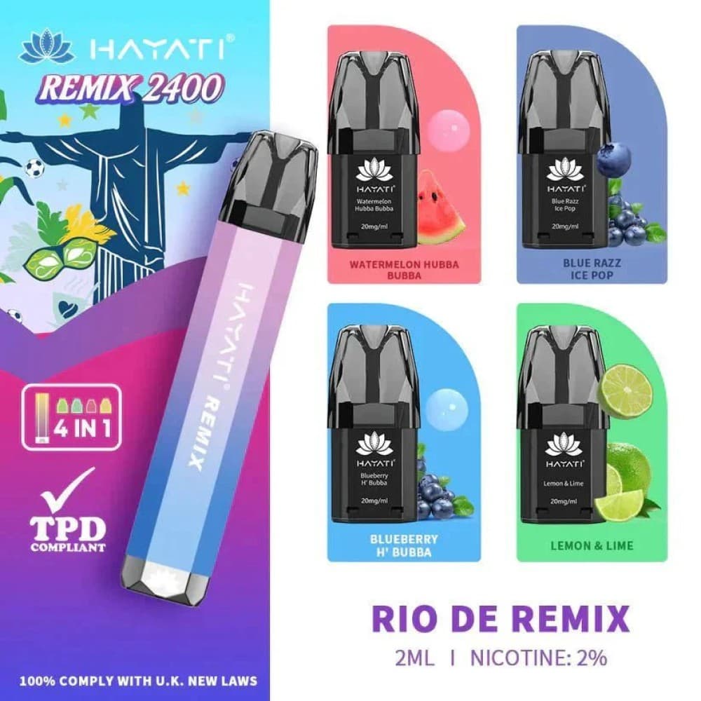Rio De Remix 4 in 1 Hayati Remix 2400 Puffs Disposable Vape Pod Kit - Box of 5