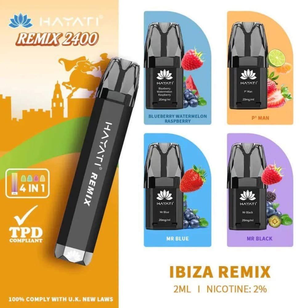 Ibiza Remix 4 in 1 Hayati Remix 2400 Puffs Disposable Vape Pod Kit - Box of 5