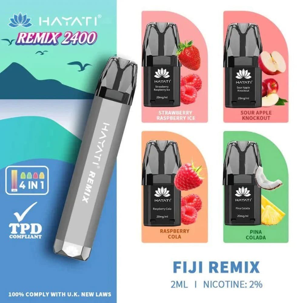 Fiji Remix 4 in 1 Hayati Remix 2400 Puffs Disposable Vape Pod Kit - Box of 5