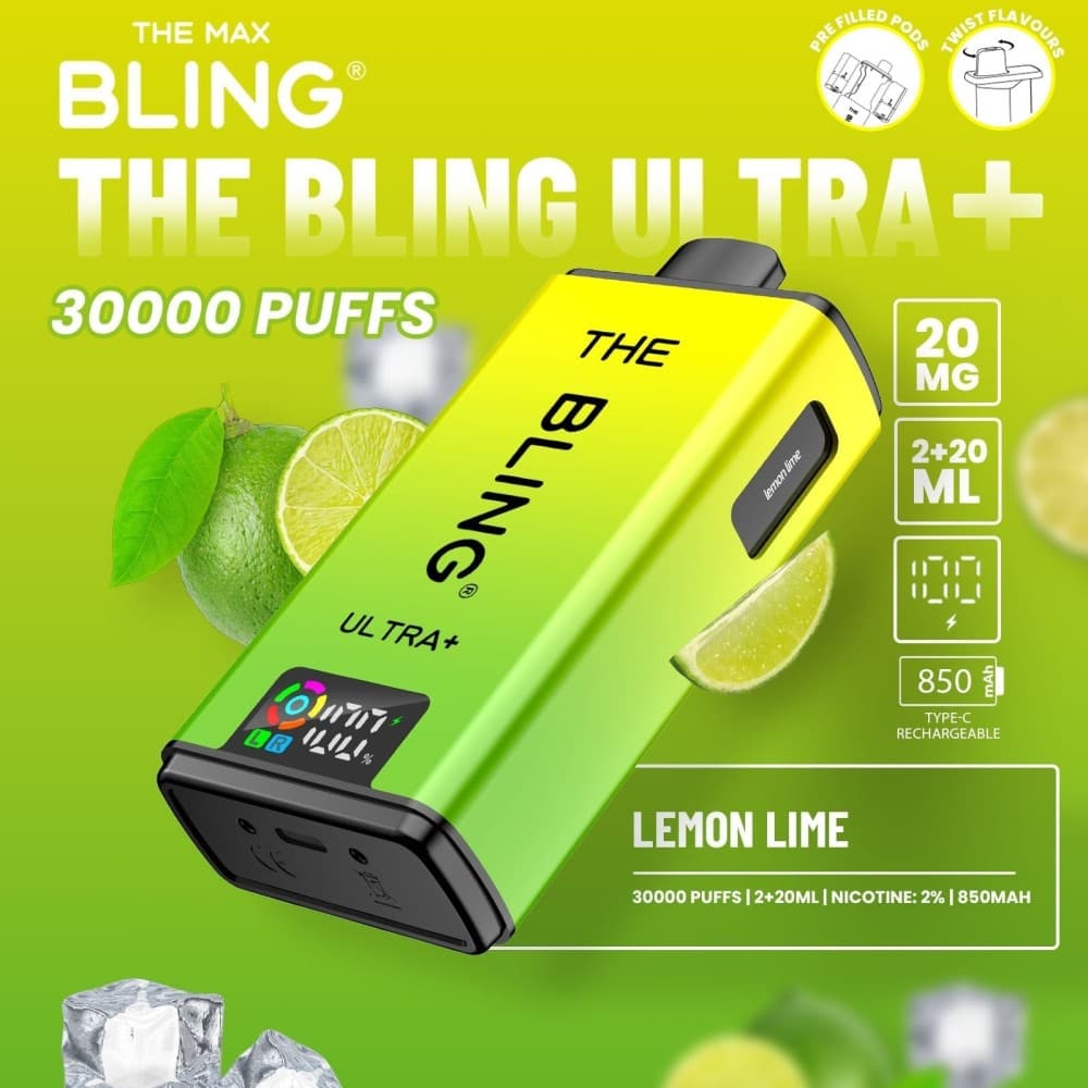 Lemon Lime The Crystal Bling Ultra Plus 30k Prefilled Vape Kit Box of 5