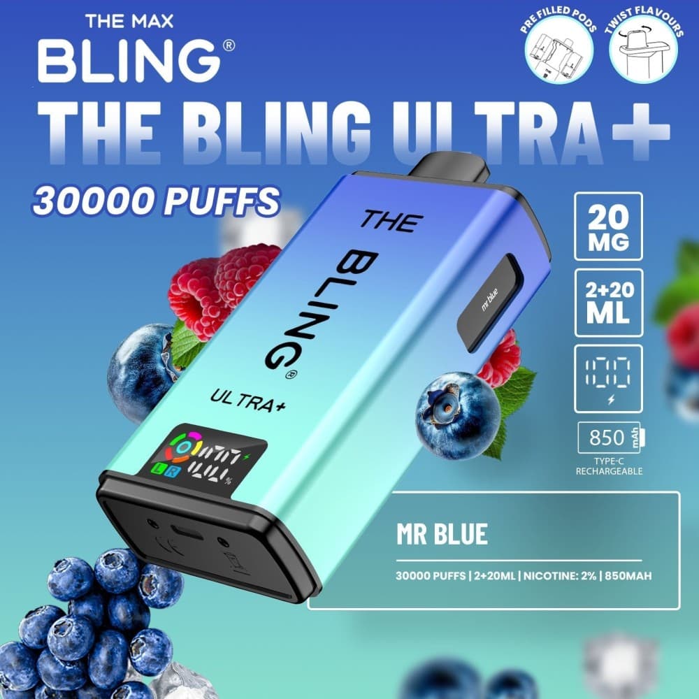 Mr Blue The Crystal Bling Ultra Plus 30k Prefilled Vape Kit Box of 5