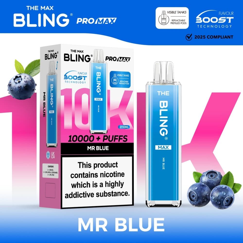 Mr Blue The Crystal Bling Max 10000 Preffilled Vape Kit - Box of 5