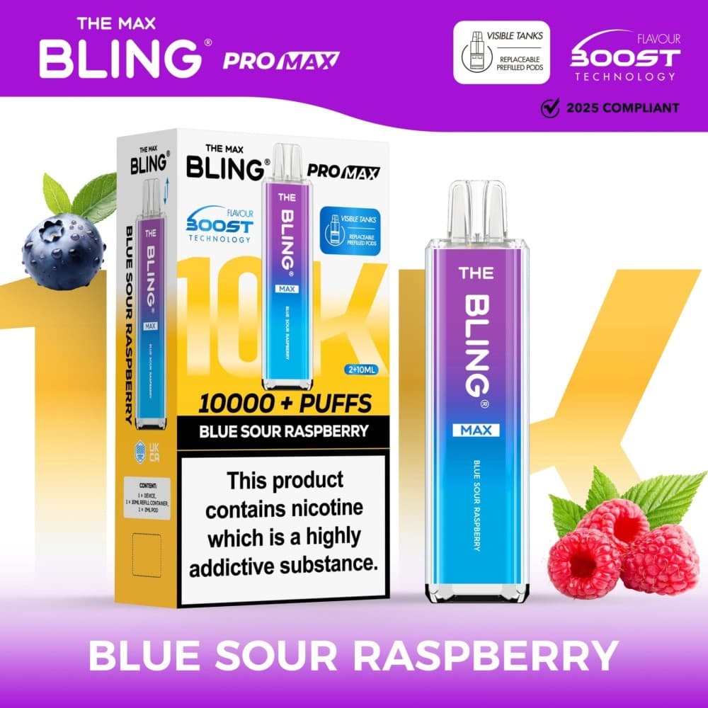 Blue Sour Raspberry The Crystal Bling Max 10000 Preffilled Vape Kit - Box of 5