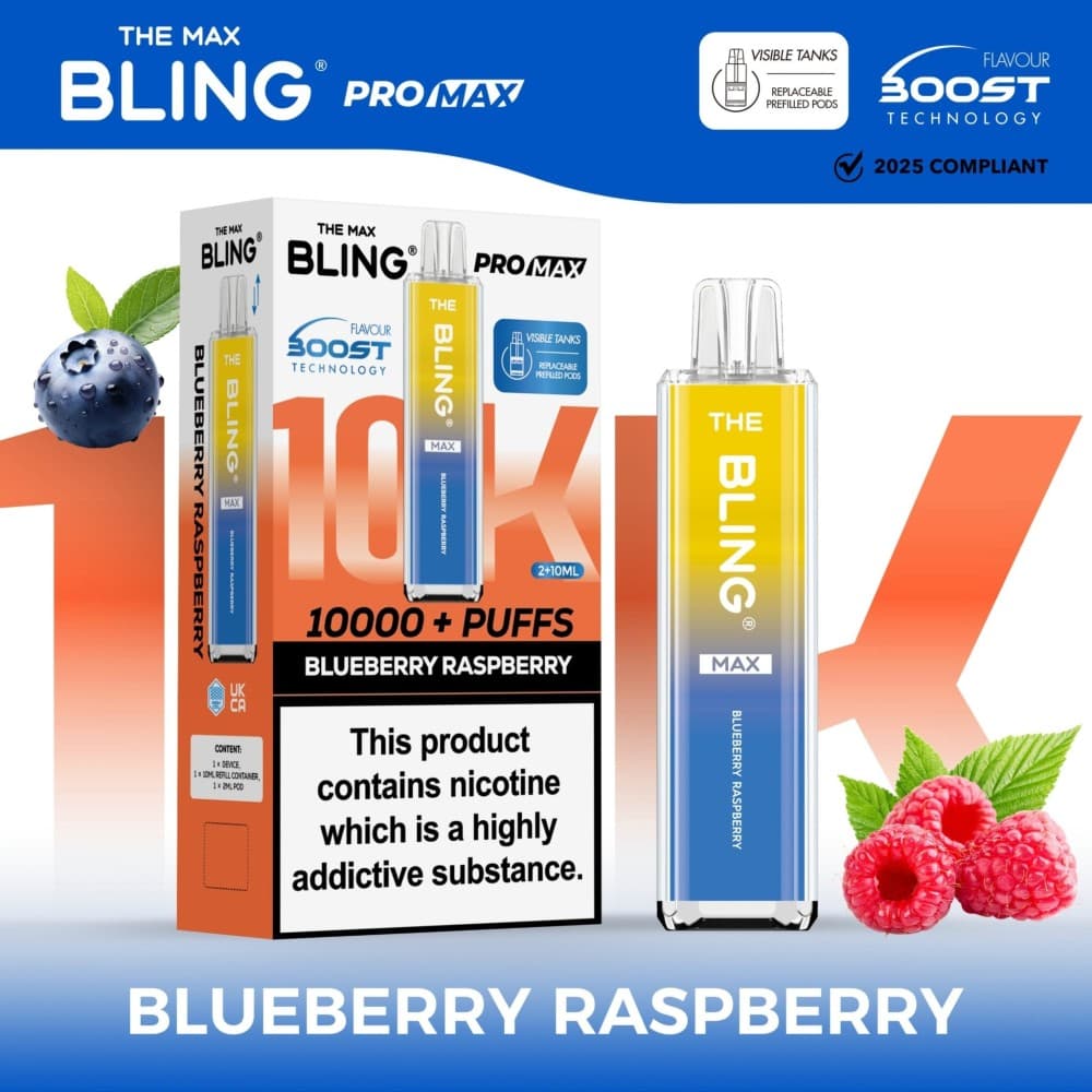Blueberry Raspberry The Crystal Bling Max 10000 Preffilled Vape Kit - Box of 5
