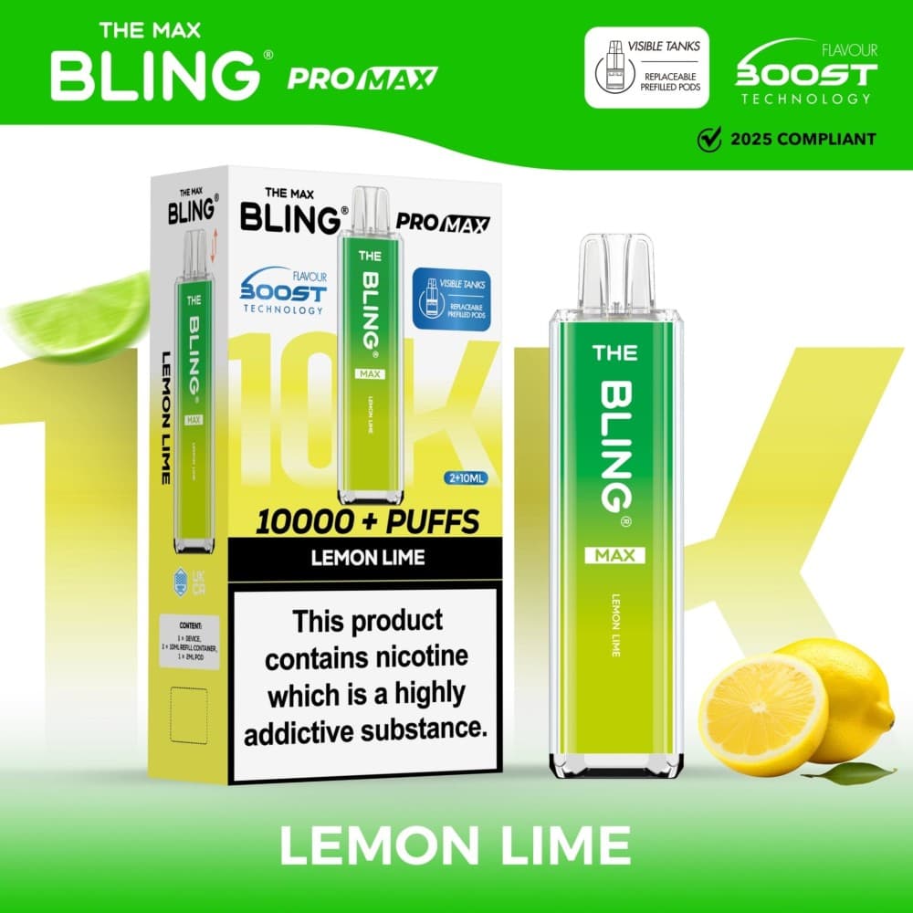 Lemon Lime The Crystal Bling Max 10000 Preffilled Vape Kit - Box of 5