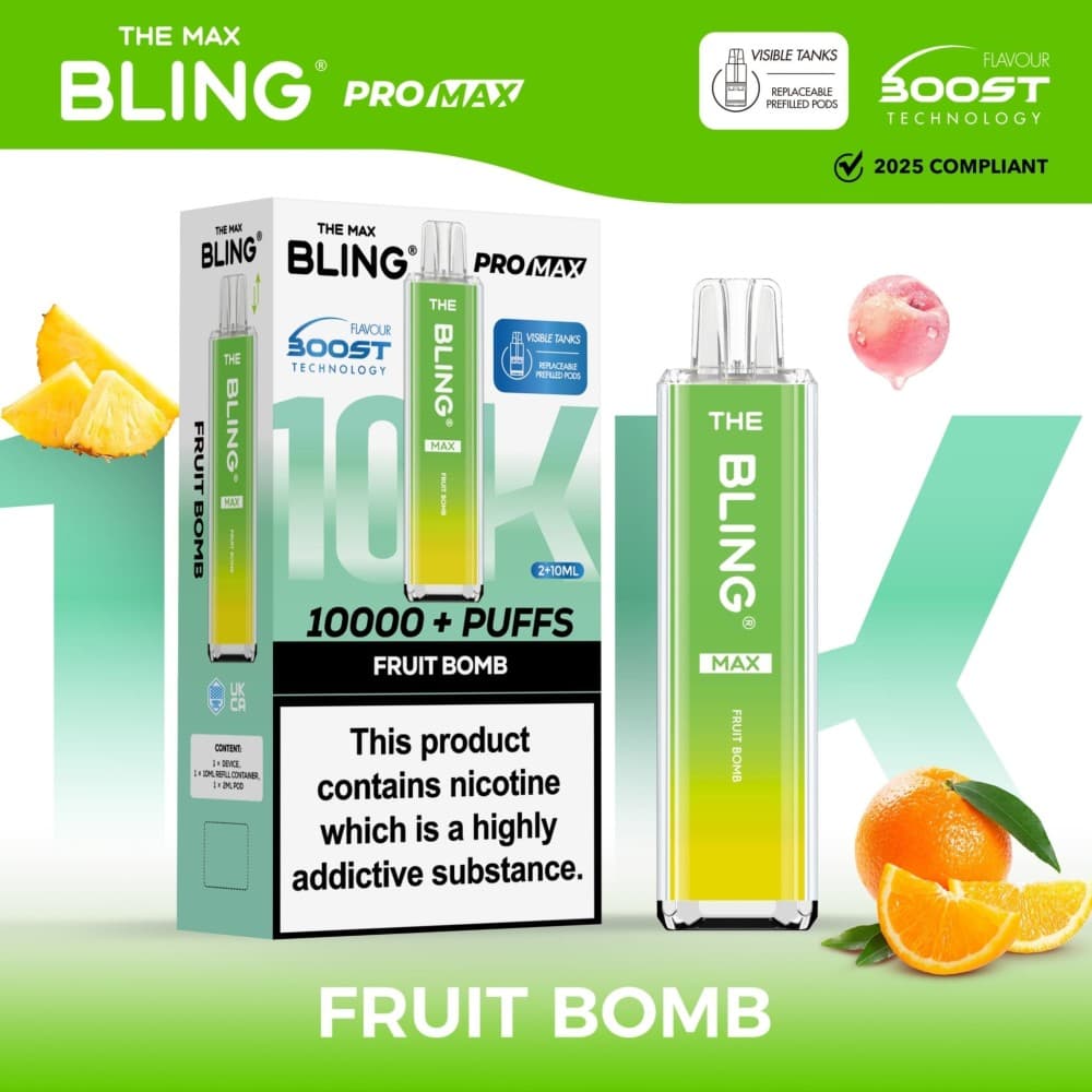 Fruit Bomb The Crystal Bling Max 10000 Preffilled Vape Kit - Box of 5