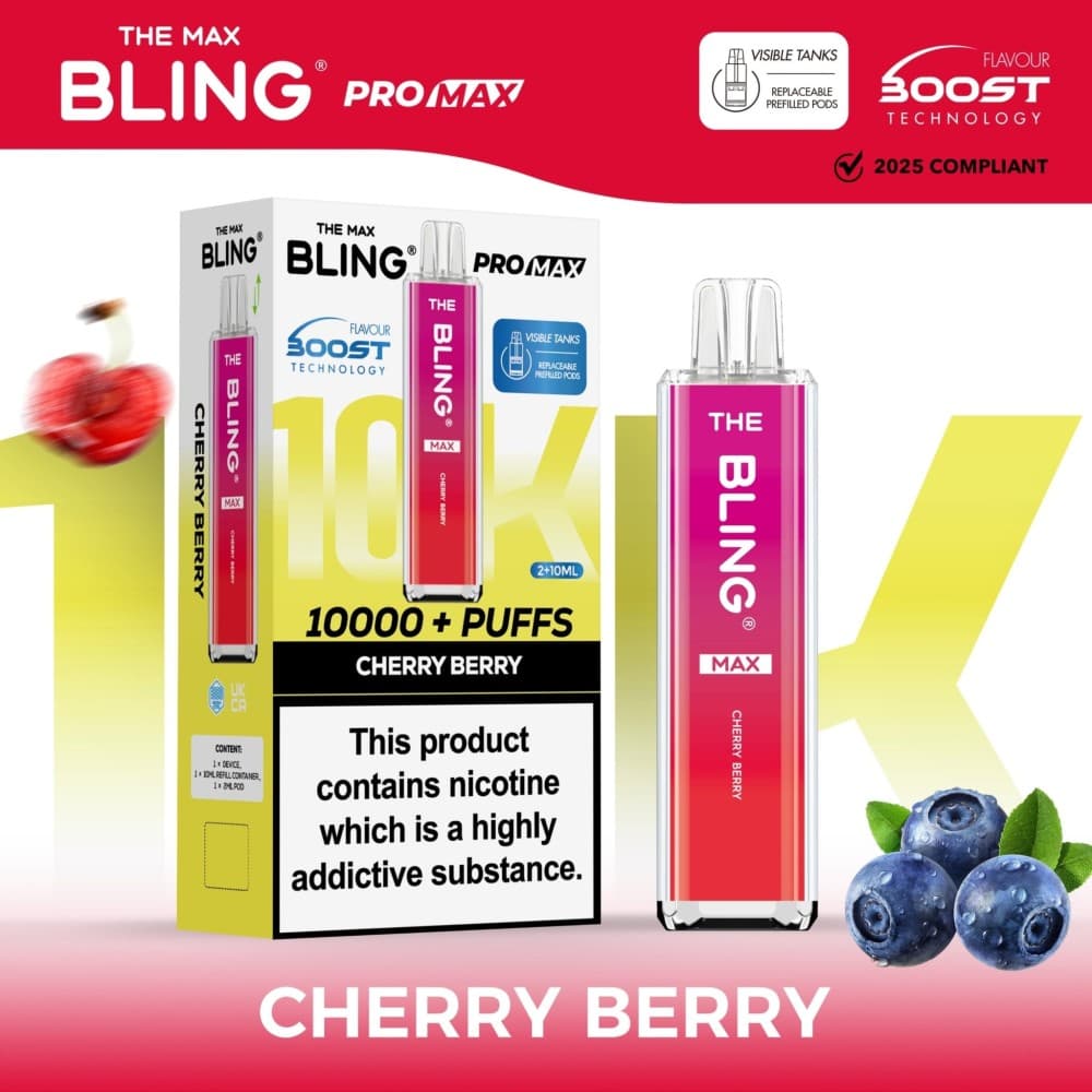 Cherry Berry The Crystal Bling Max 10000 Preffilled Vape Kit - Box of 5