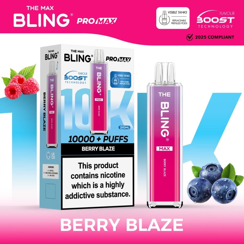 Berry Blaze The Crystal Bling Max 10000 Preffilled Vape Kit - Box of 5