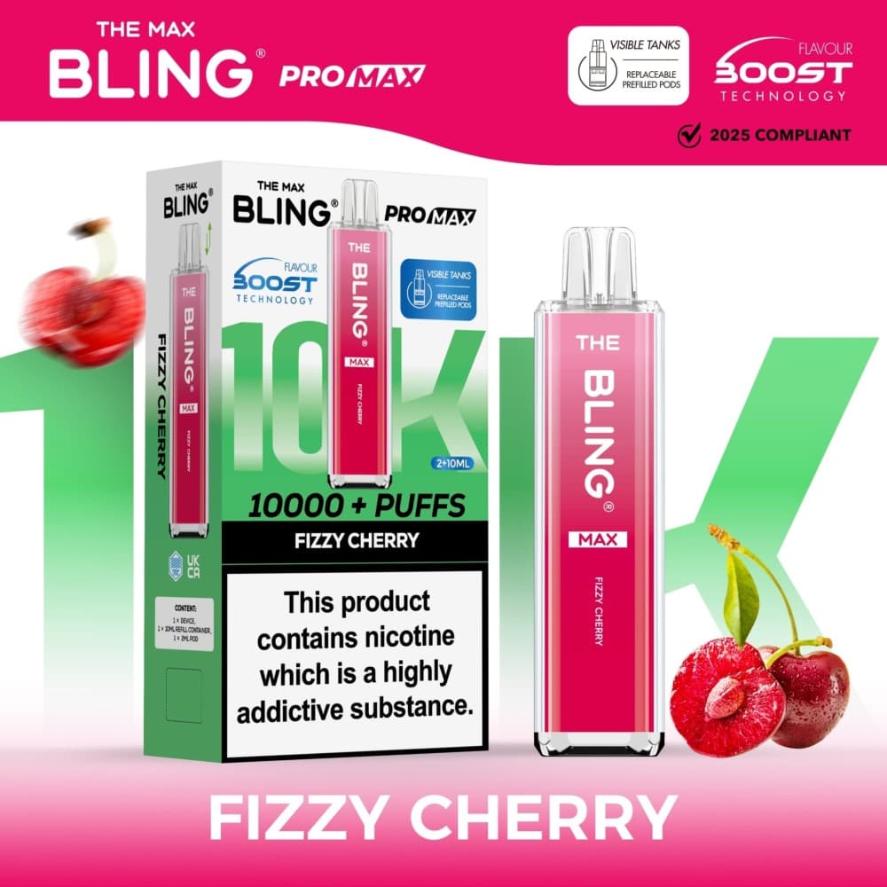 Fizzy Cherry The Crystal Bling Max 10000 Preffilled Vape Kit - Box of 5