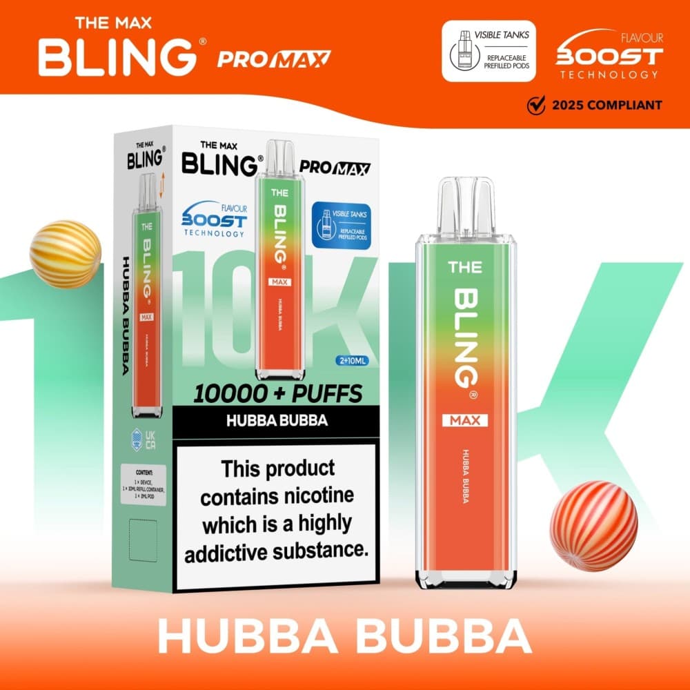 Hubba Bubba The Crystal Bling Max 10000 Preffilled Vape Kit - Box of 5