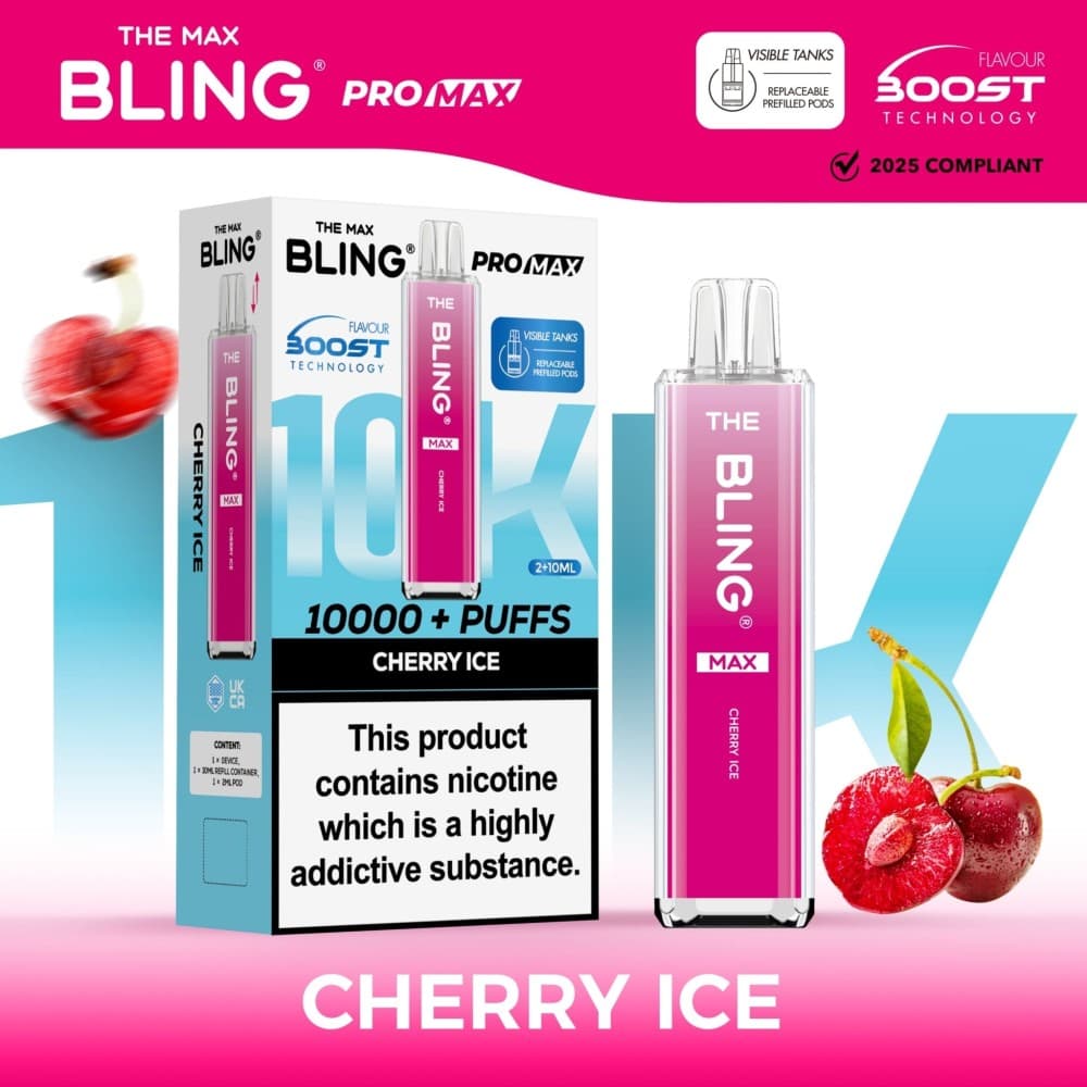 Cherry Ice The Crystal Bling Max 10000 Preffilled Vape Kit - Box of 5