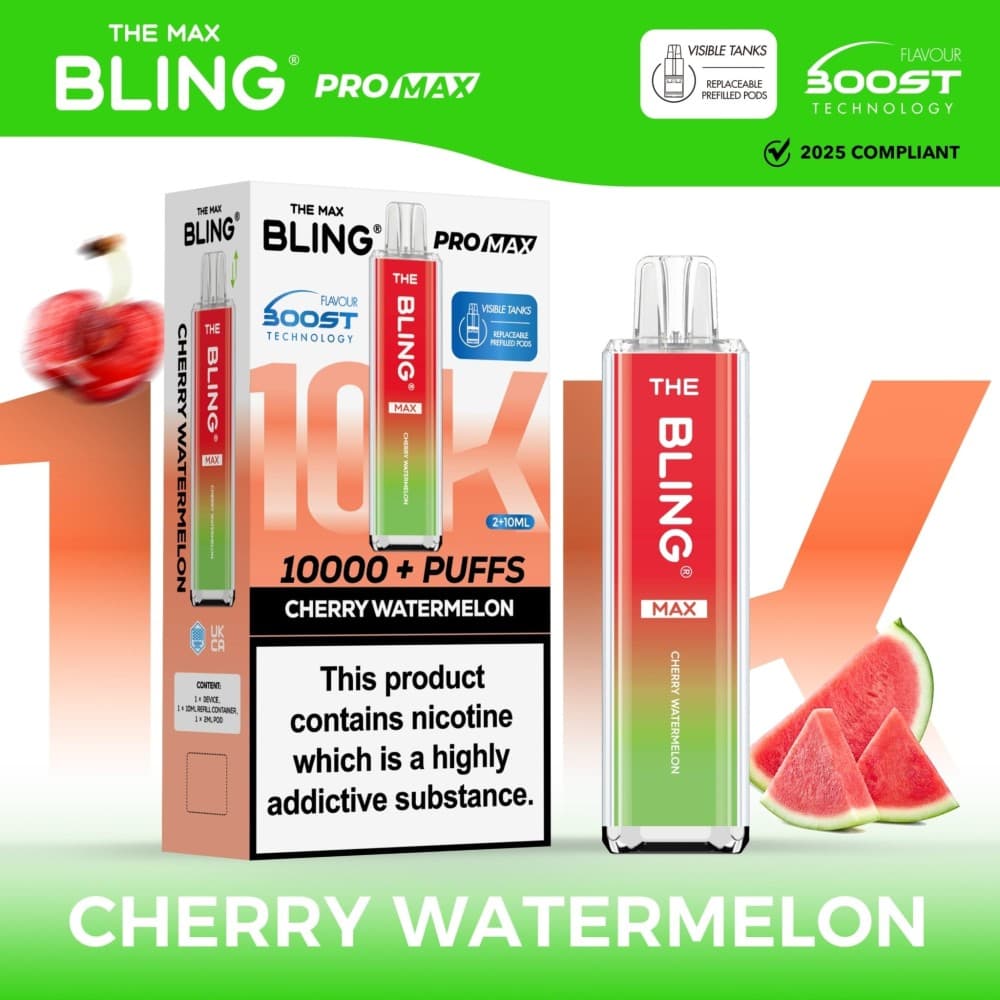 Cherry Watermelon The Crystal Bling Max 10000 Preffilled Vape Kit - Box of 5