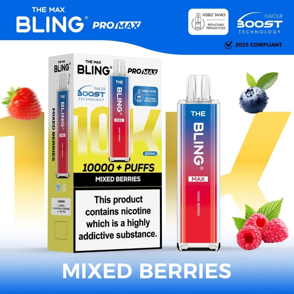 Mixed Berries The Crystal Bling Max 10000 Preffilled Vape Kit - Box of 5