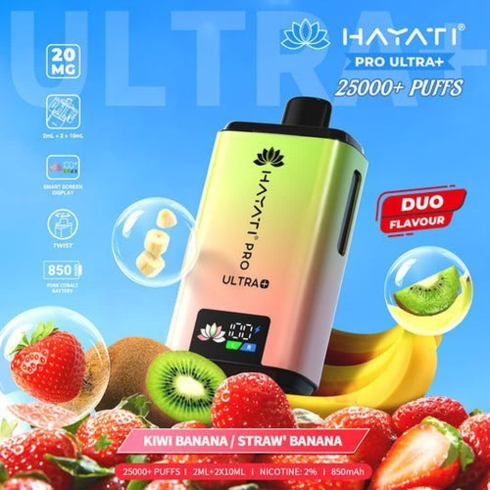 Kiwi Banana / Strawberry Banana Hayati Pro Ultra Plus 25000 Prefilled Pod Vape Kit