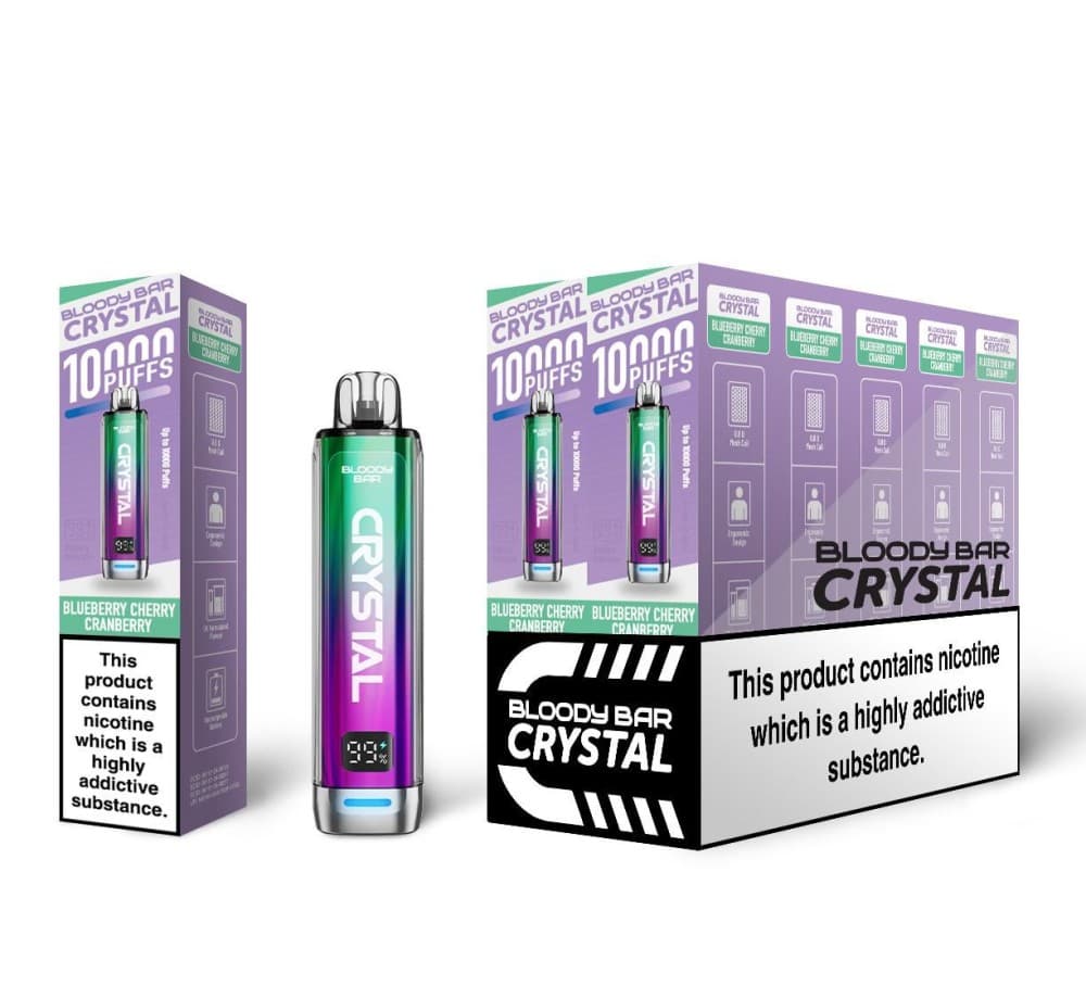 Blueberry Cherry Cranberry Bloody Bar Crystal 10k Prefilled Pod Vape Box of 5