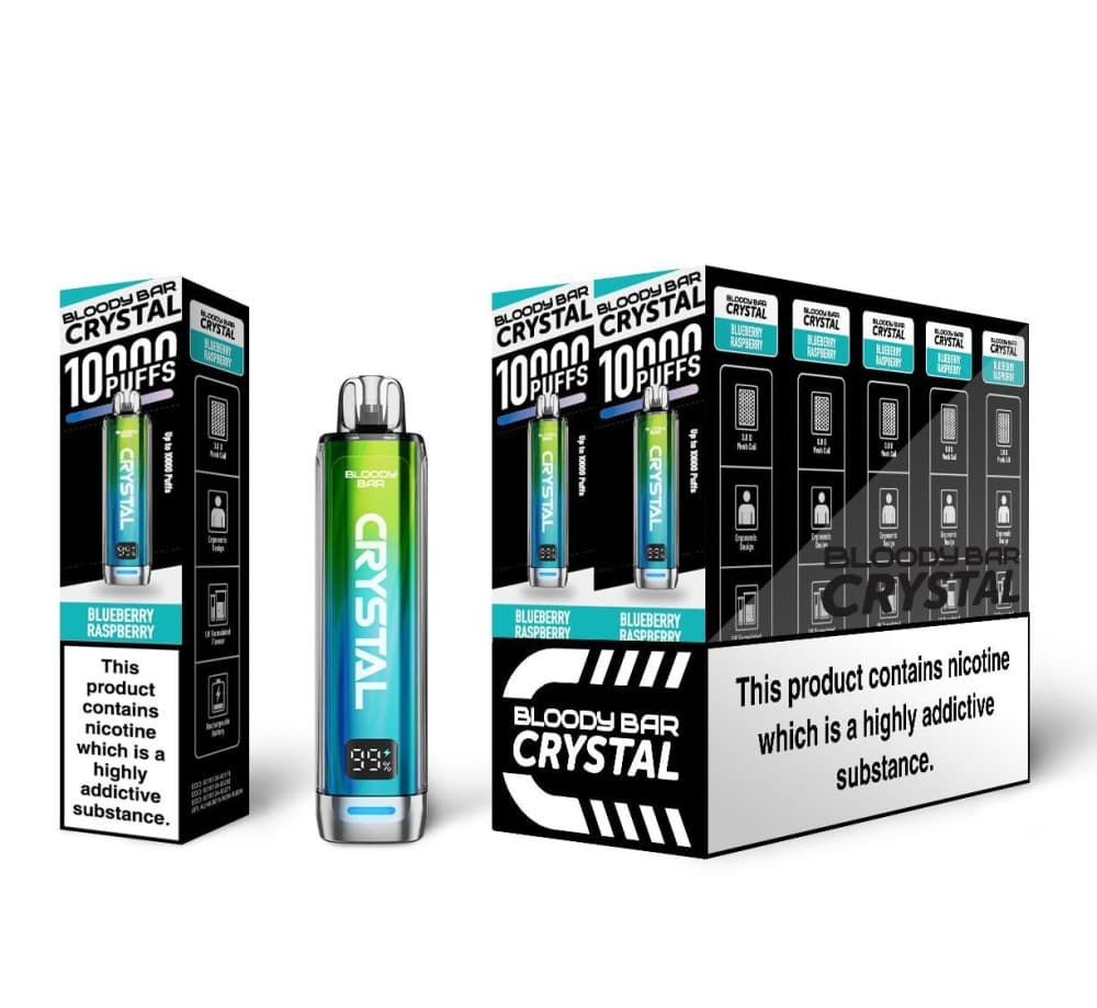 Blueberry Raspberry Bloody Bar Crystal 10k Prefilled Pod Vape Box of 5