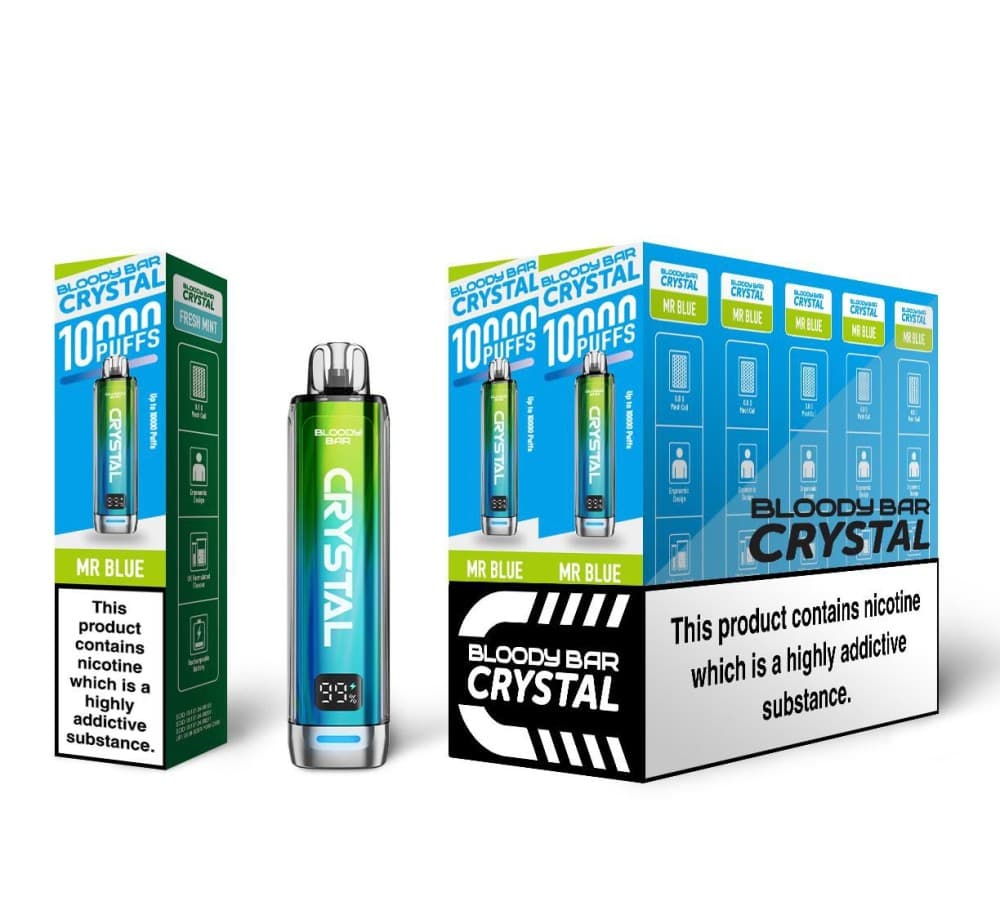 Mr Blue Bloody Bar Crystal 10k Prefilled Pod Vape Box of 5