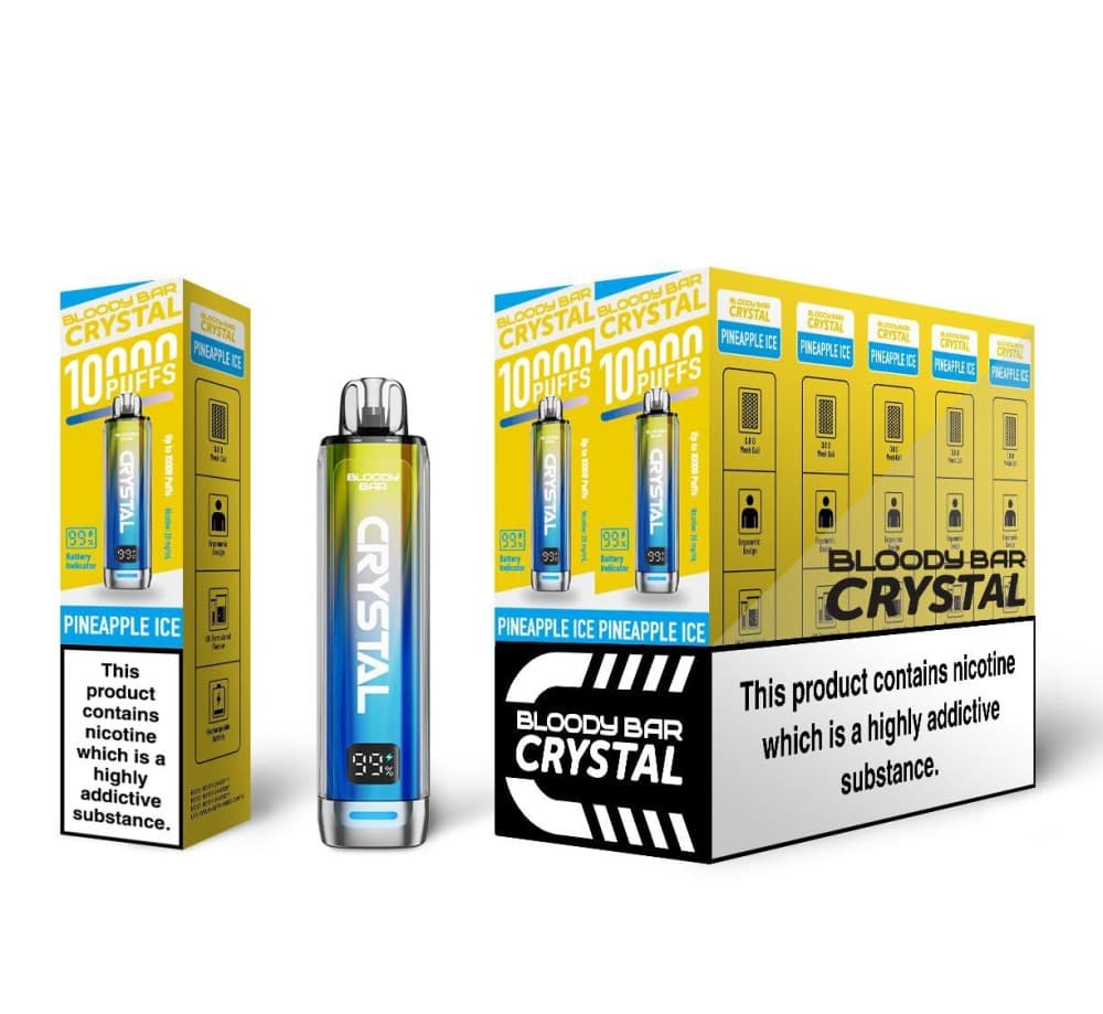 Pineapple Ice Bloody Bar Crystal 10k Prefilled Pod Vape Box of 5