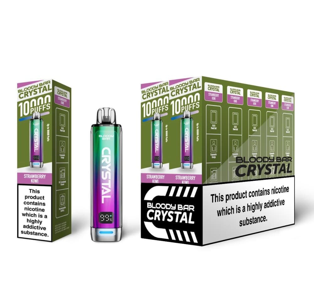 Strawberry Kiwi Bloody Bar Crystal 10k Prefilled Pod Vape Box of 5