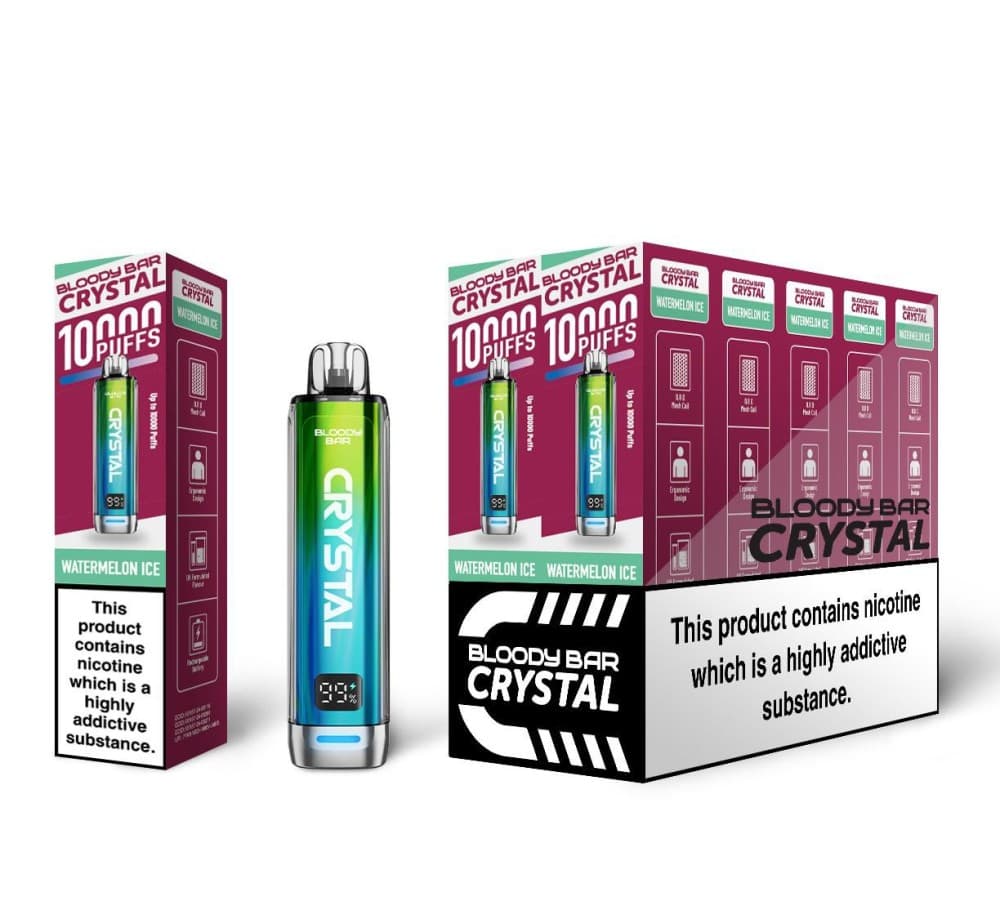 Watermelon Ice Bloody Bar Crystal 10k Prefilled Pod Vape Box of 5