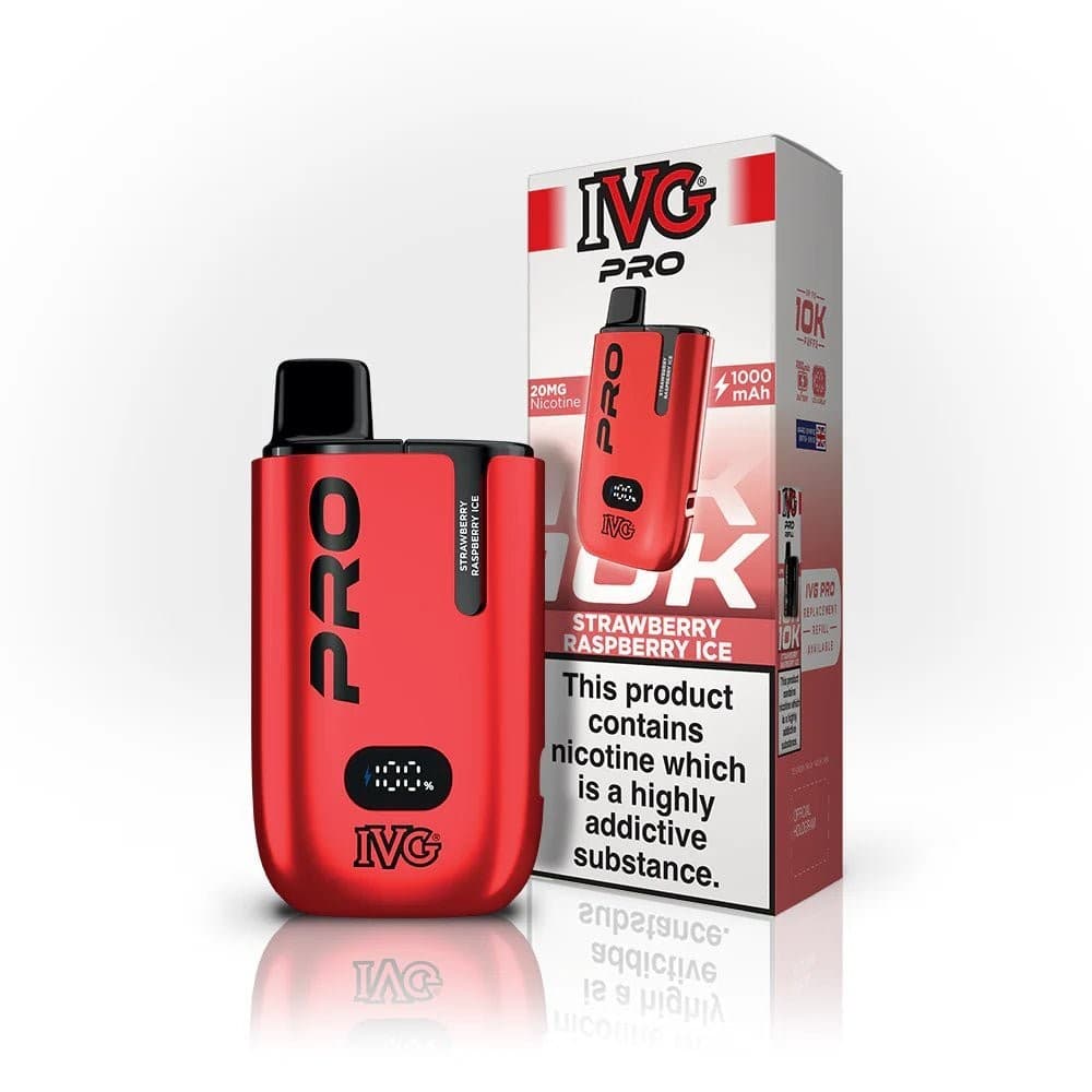 Strawberry Raspberry Ice*New* IVG Pro 10K Prefilled Pod Vape Kit - Box of 5
