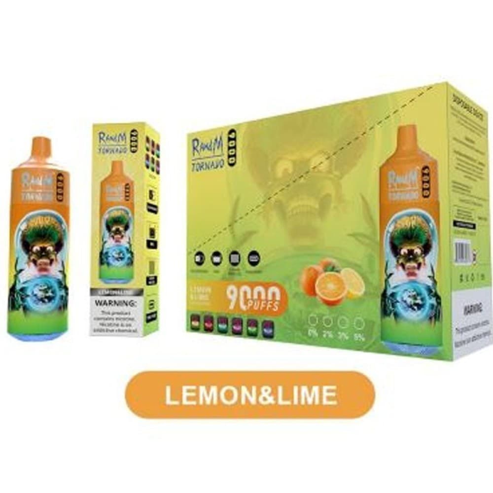 Lemon Lime 0mg(0%) R and M Tornado 9000 Disposable Vape Box of 10
