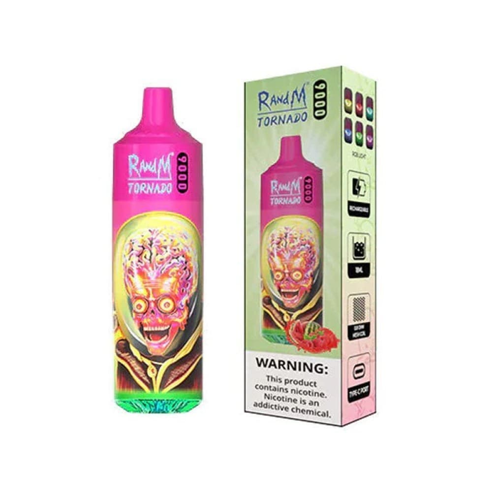 Raspberry watermelon 0mg(0%) R and M Tornado 9000 Disposable Vape Box of 10