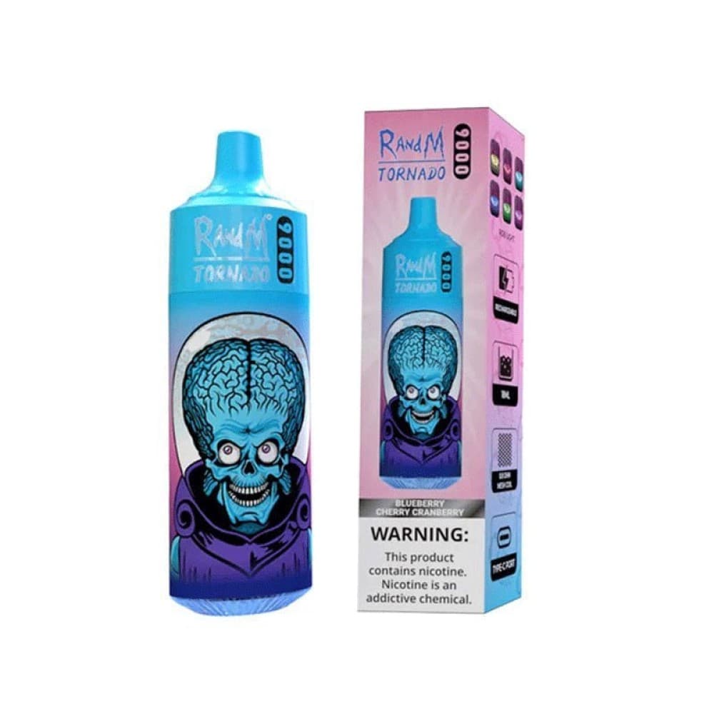 Blueberry Cherry Cranberry 0mg(0%) R and M Tornado 9000 Disposable Vape Box of 10