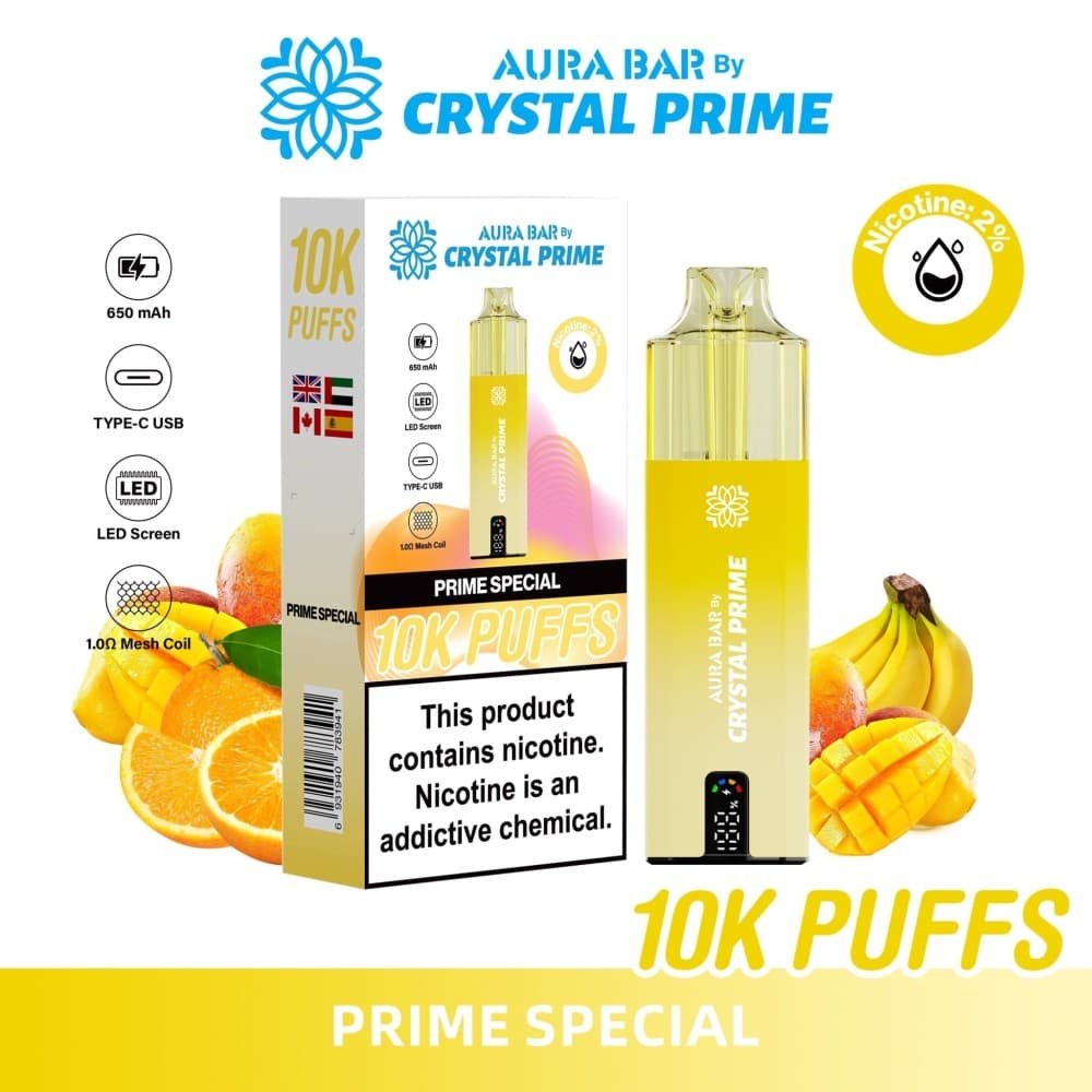 Prime Special Aura Bar 10000 Prefilled Pod Vape By Crystal Prime - Pack of 5