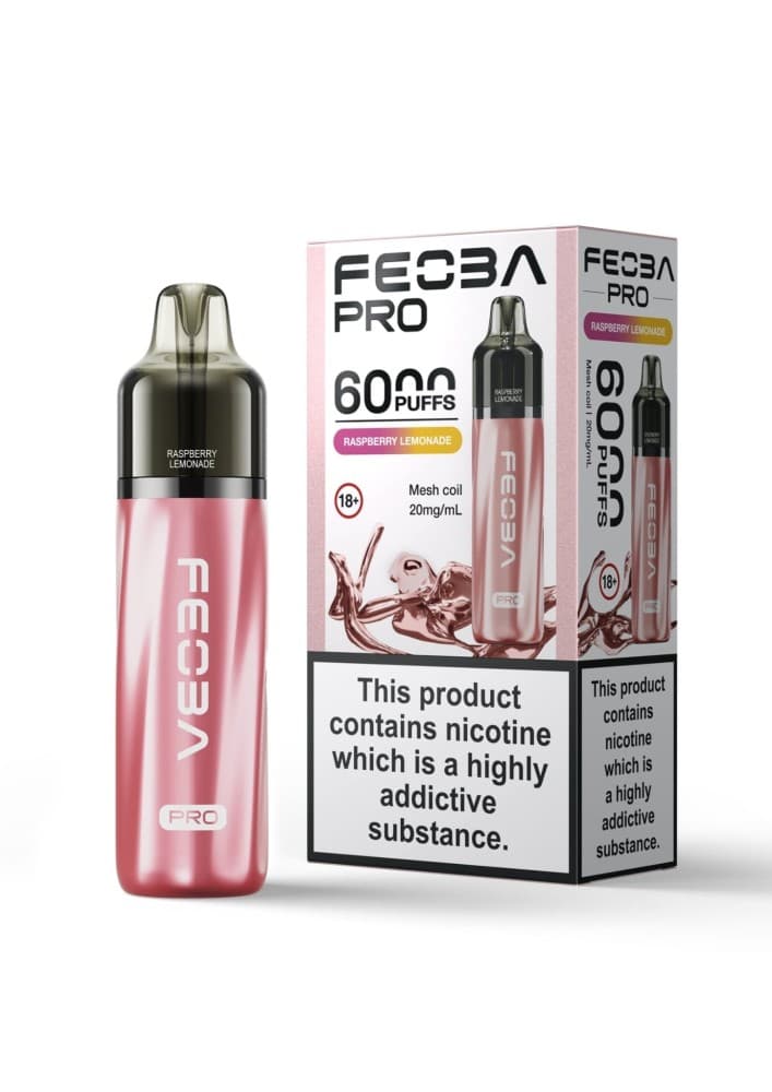 Raspberry Lemonade Feoba Pro 6000+ Prefilled Pod Vape Box of 5