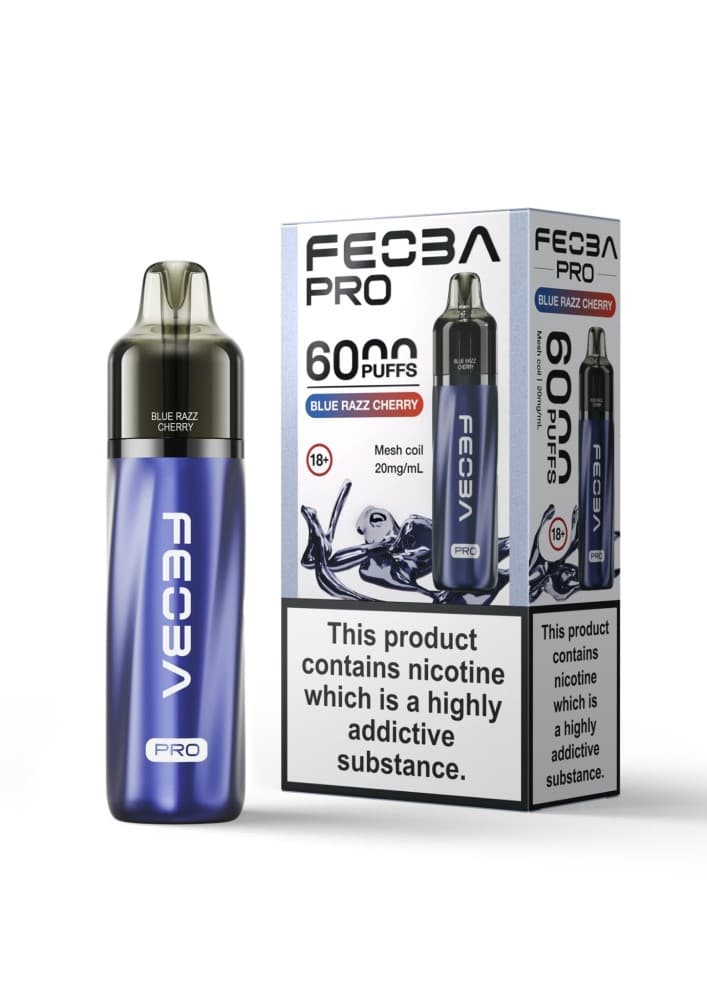 Blue Razz Cherry Feoba Pro 6000+ Prefilled Pod Vape Box of 5